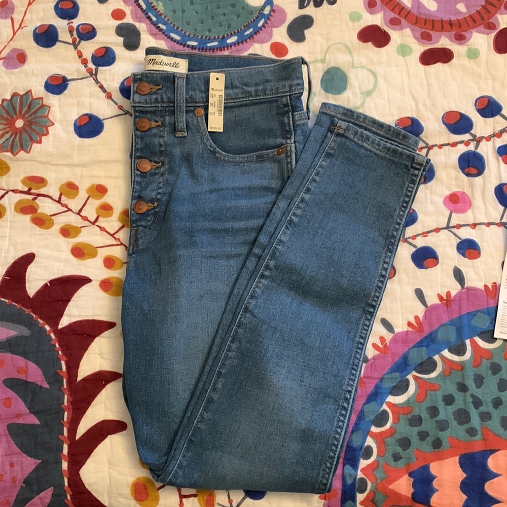 NWT Sz 28P 10" High-Rise Skinny Jeans in Dewitt Wash: Button-Front TENCEL Denim